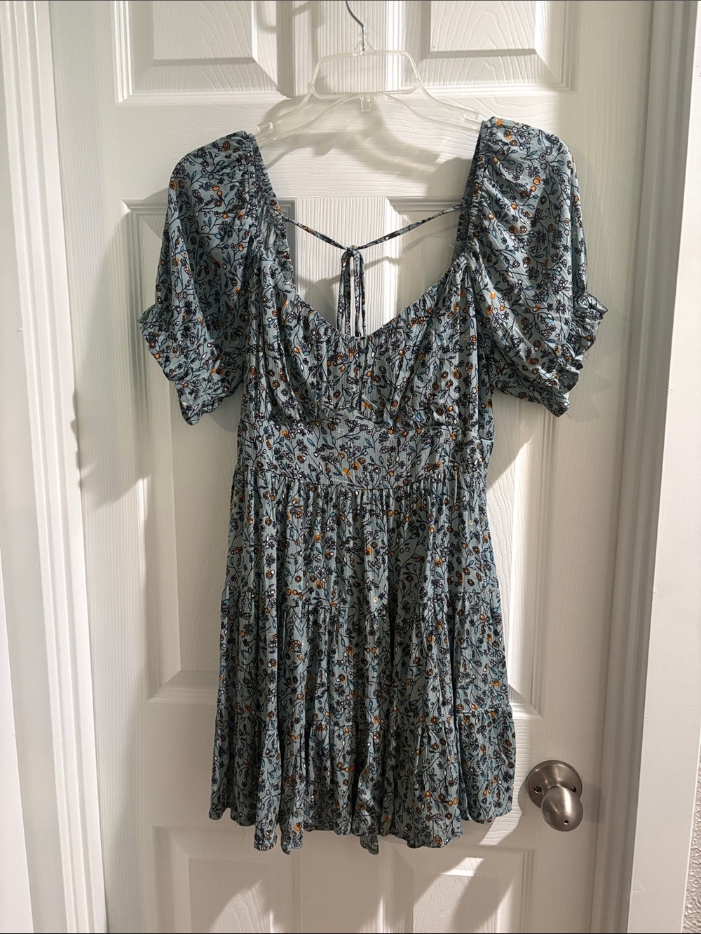 Green Floral Rayon Dress with Lining